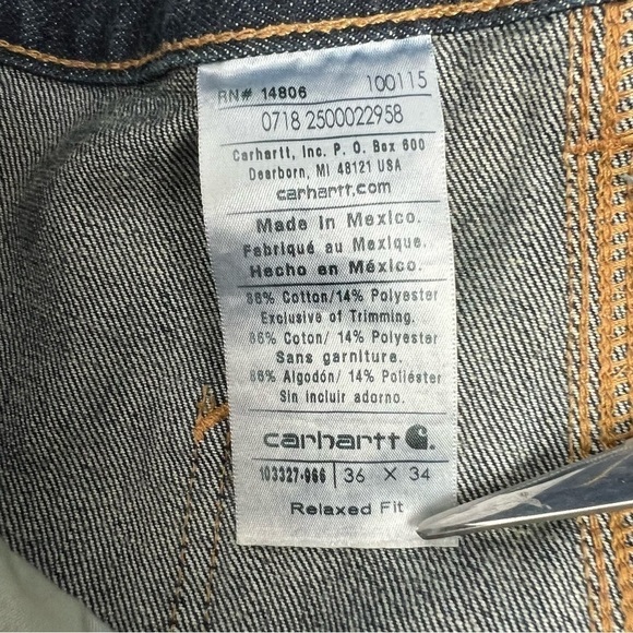 Carhartt Men’s Relaxed Fit Carpenter Jeans W36”/L34” Pockets Straight - Picture 7 of 10